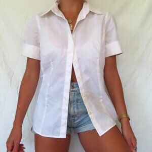 Ann Taylor White Short Sleeve Blouse